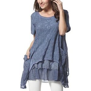 Simply Couture blue boho top